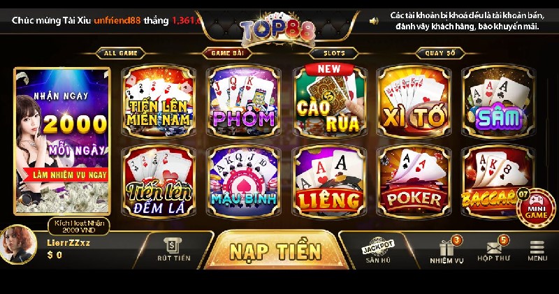 Top88 &ndash; Chơi hay &ndash; nhận thưởng lớn tại game TOP88
